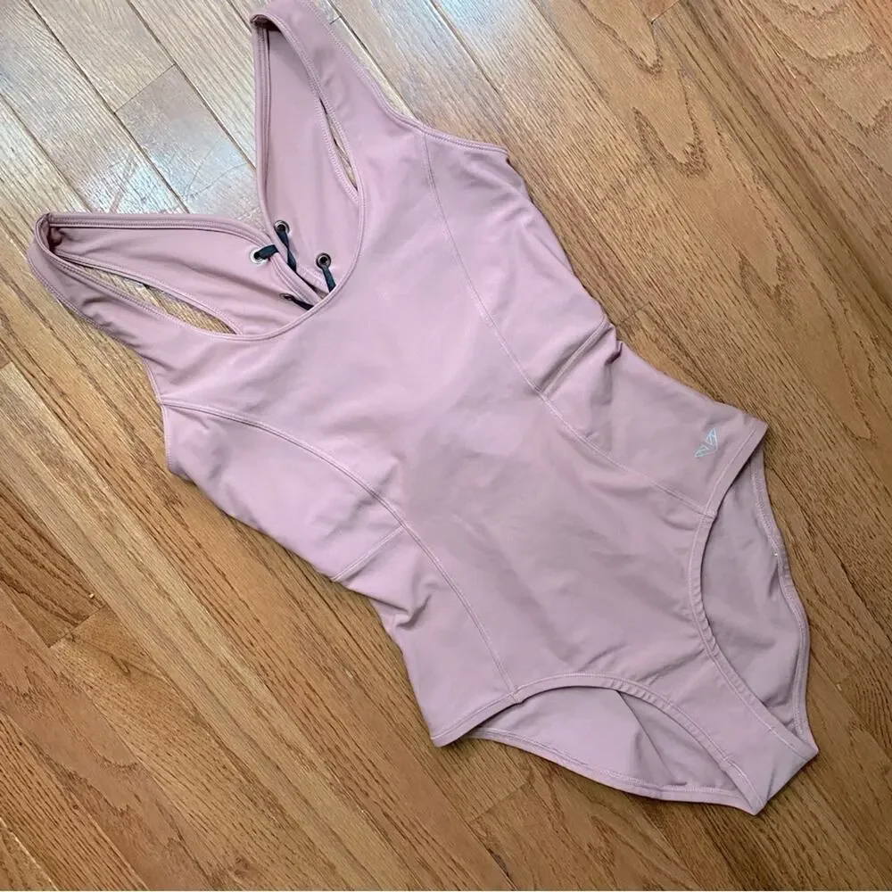 Industry $120 One Piece Lace Up Pink Womens Swimsuit IWO417 sz Small EUC